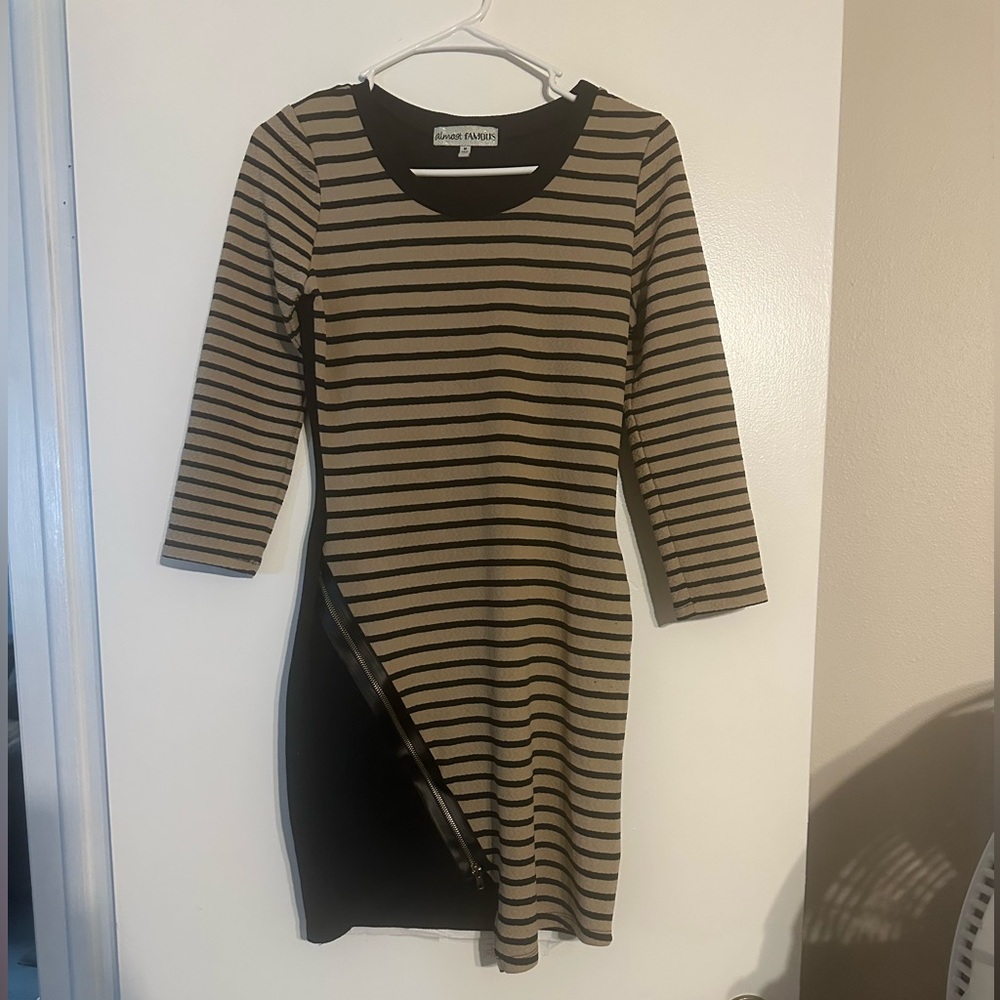 Black and Tan Striped Dress